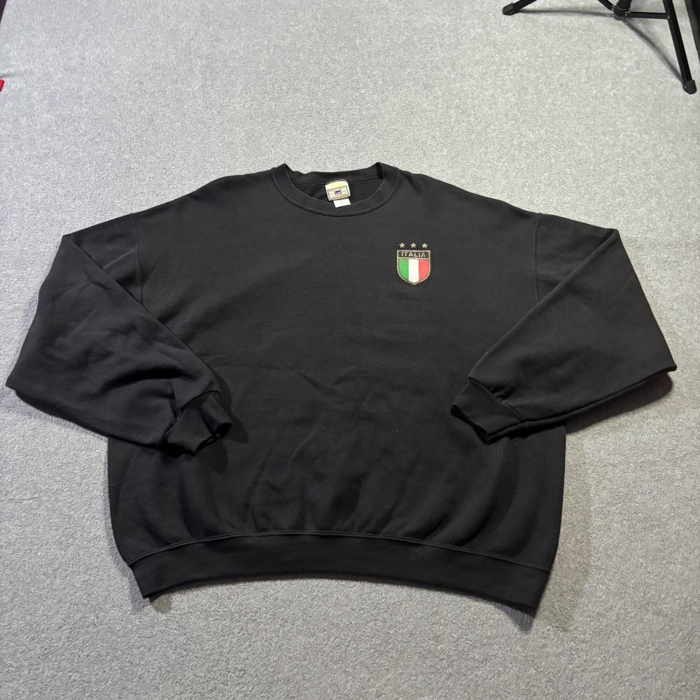 Vintage Lee Italia Sweatshirt Men's XL Black Italy Team Crest Vintage Pullover
